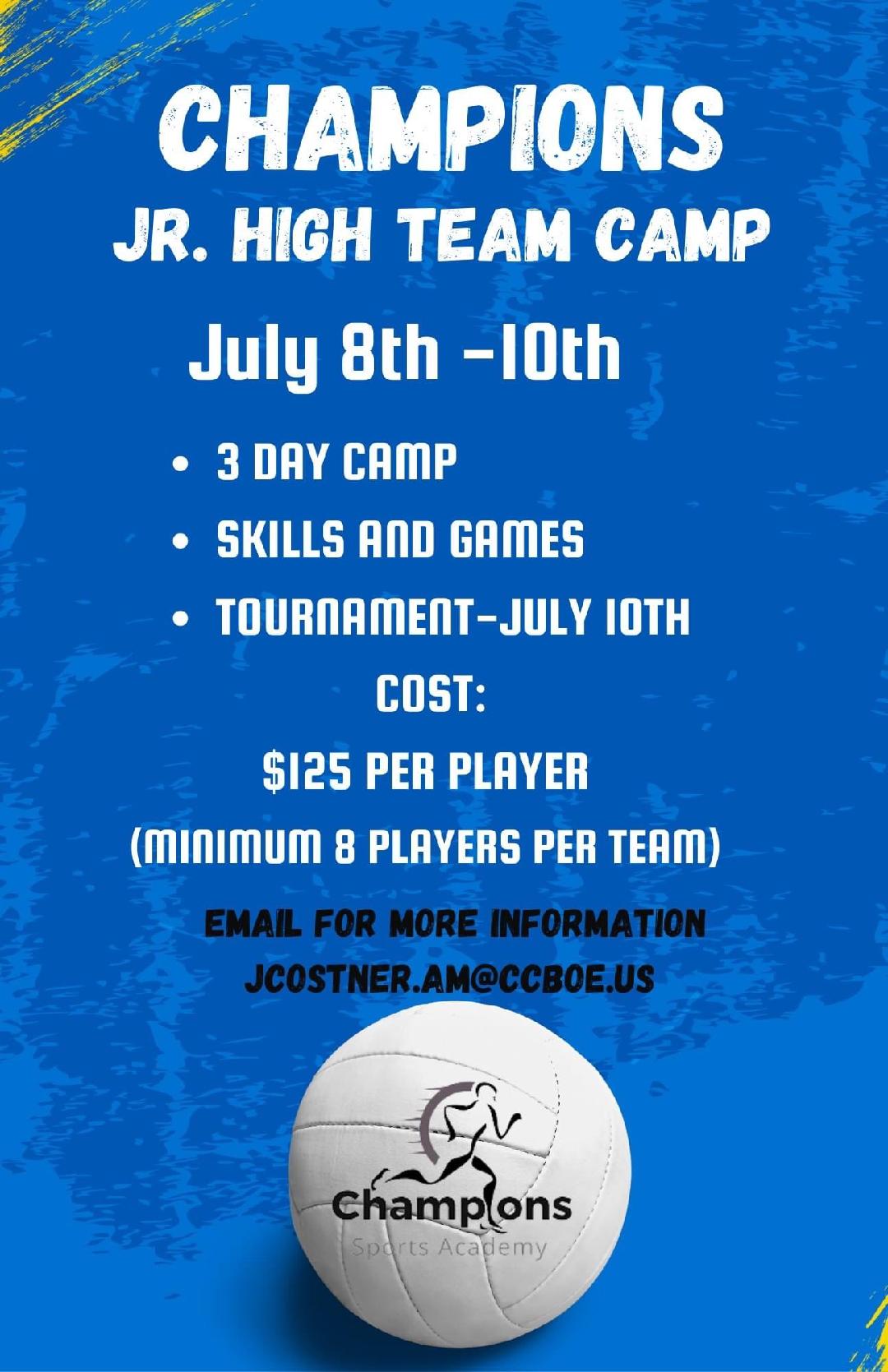 Champions Jr. High Team Camp | Calendar | Champions Sports Academy